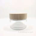 Pot de crème rond transparent avec couvercle en bambou de 50 g